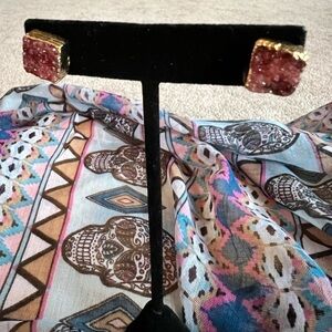 Purple and Gold Druzy Stud Earrings